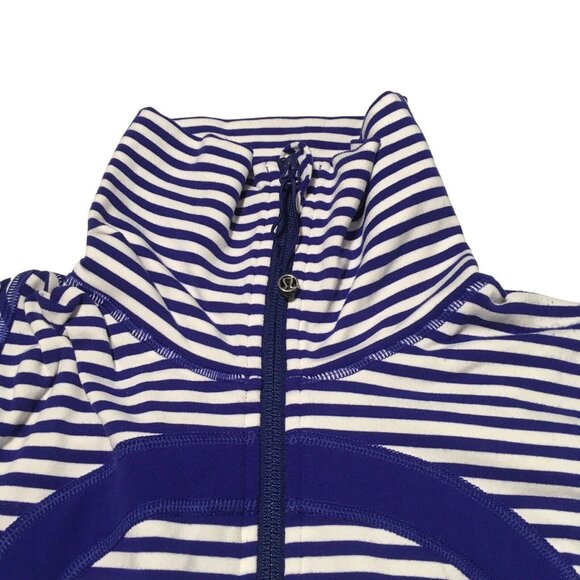 Lululemon In Stride Jacket Pigment Blue White Narrow Bold Stripe Women Size 4 - Picture 5 of 16